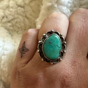 Vintage Native American Turquoise Sterling Silver Ring Sz 7